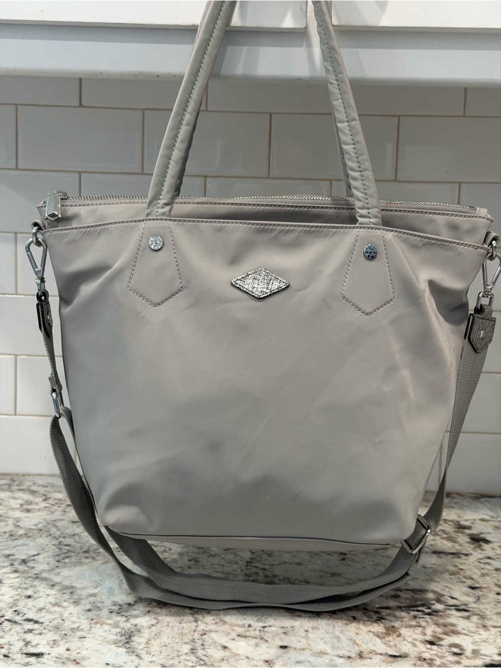 Light Gray Women’s Tote Bag with Convertible Strap - Picture 12 of 16